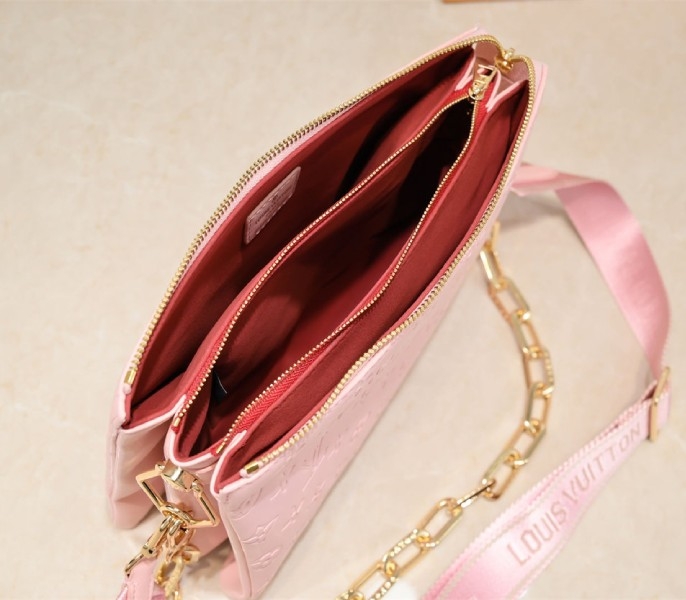 Louis Vuitton Coussin PM Bag In Light Pink With Jacquard Strap angle 5