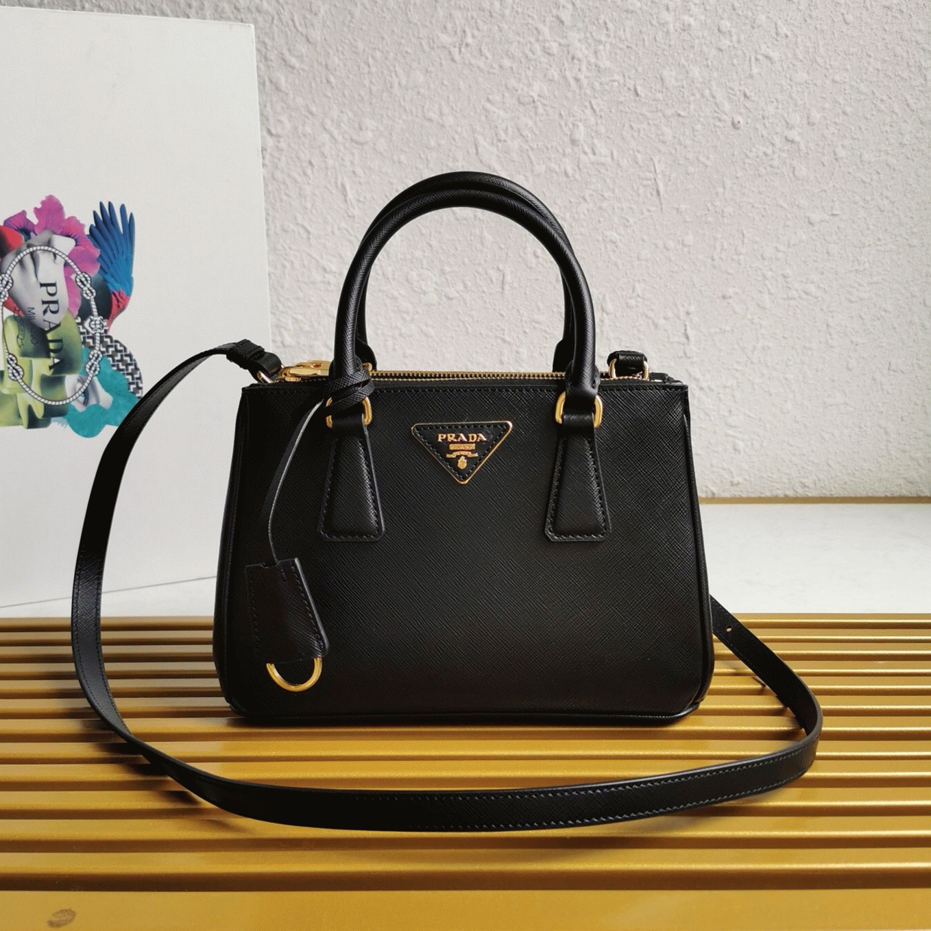 Black Prada Galleria Small Bag Fake angle 5