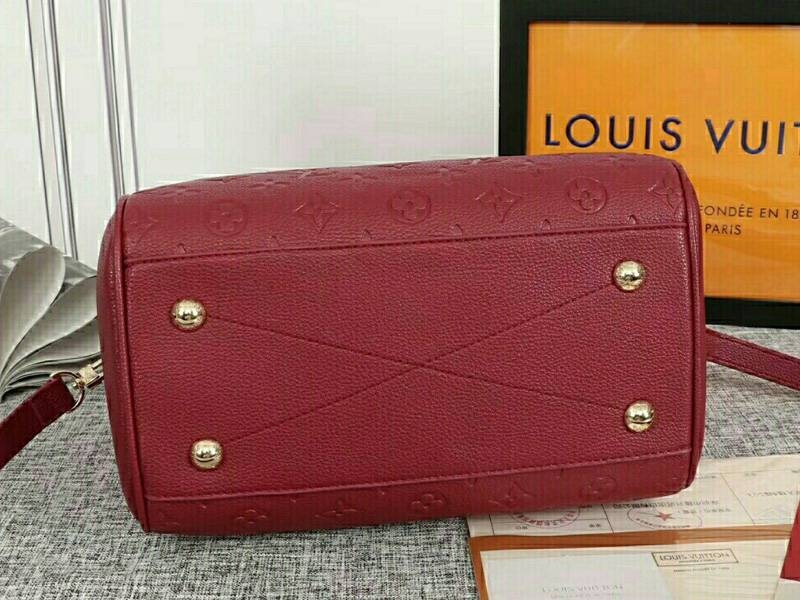 Louis Vuitton Monogram Empreinte Speedy Bandouliere 25 Handbag In Bordeaux angle 4