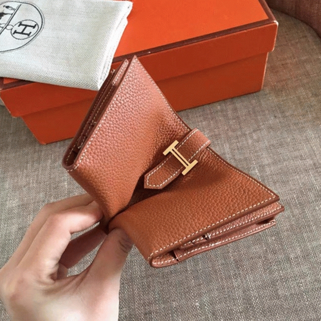 Brown Knockoff Designer Hermes Bearn Wallet angle 3
