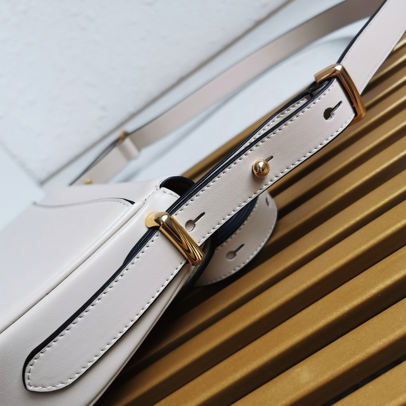 Beige Prada Arque Shoulder Bag with Flap Knockoff angle 4