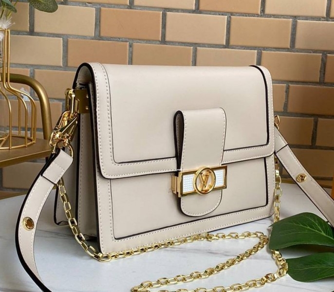 Louis Vuitton Dauphine Lugano MM Bag In Galet Gray angle 2