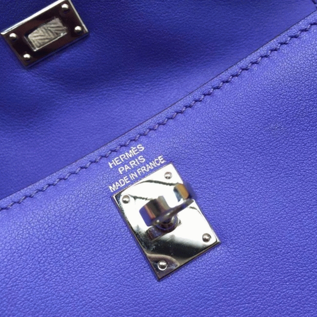 Blue Swift Leather Replica Hermes Kelly Danse Shoulder Bag angle 5
