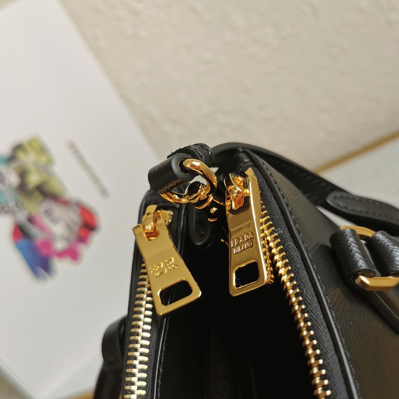 Black Prada Mini Galleria Bag Best Replica angle 2