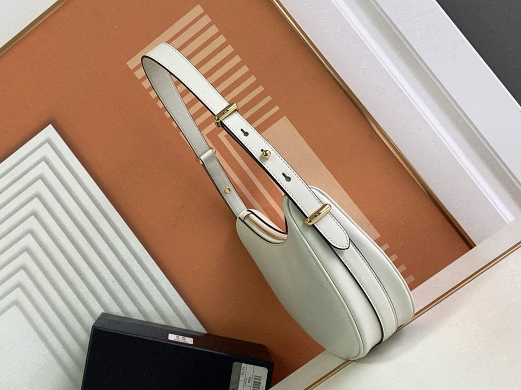 White Prada Arque Shoulder Bag Knockoff angle 3