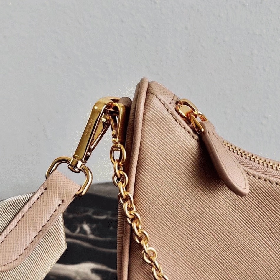 Prada Re-Edition Shoulder Bag Replica in Beige angle 2