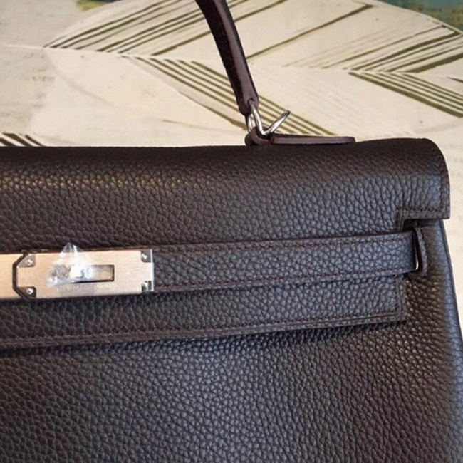 Cafe Clemence Replica Hermes Kelly 35cm Handbag Elegant Brown angle 5