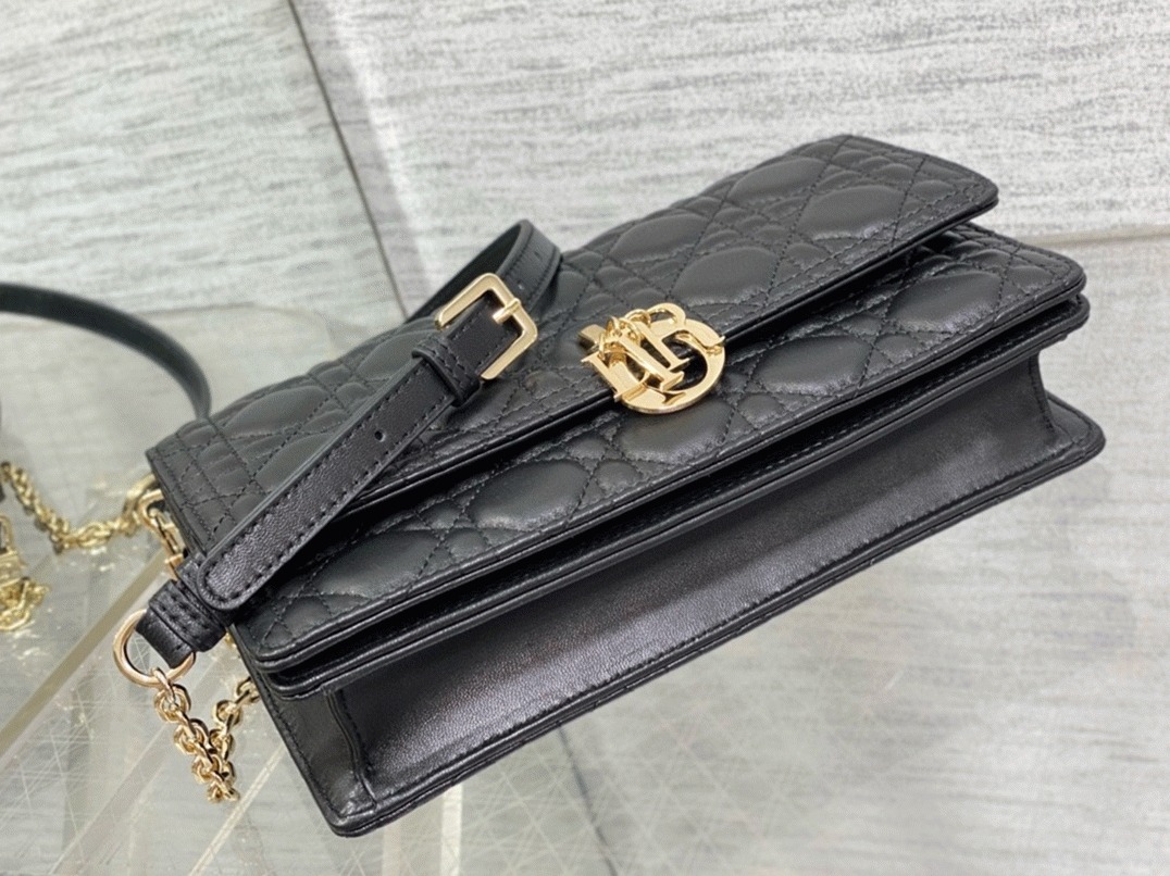 Dior Miss Dior Top Handle Bag Fake in Black Cannage Lambskin angle 5