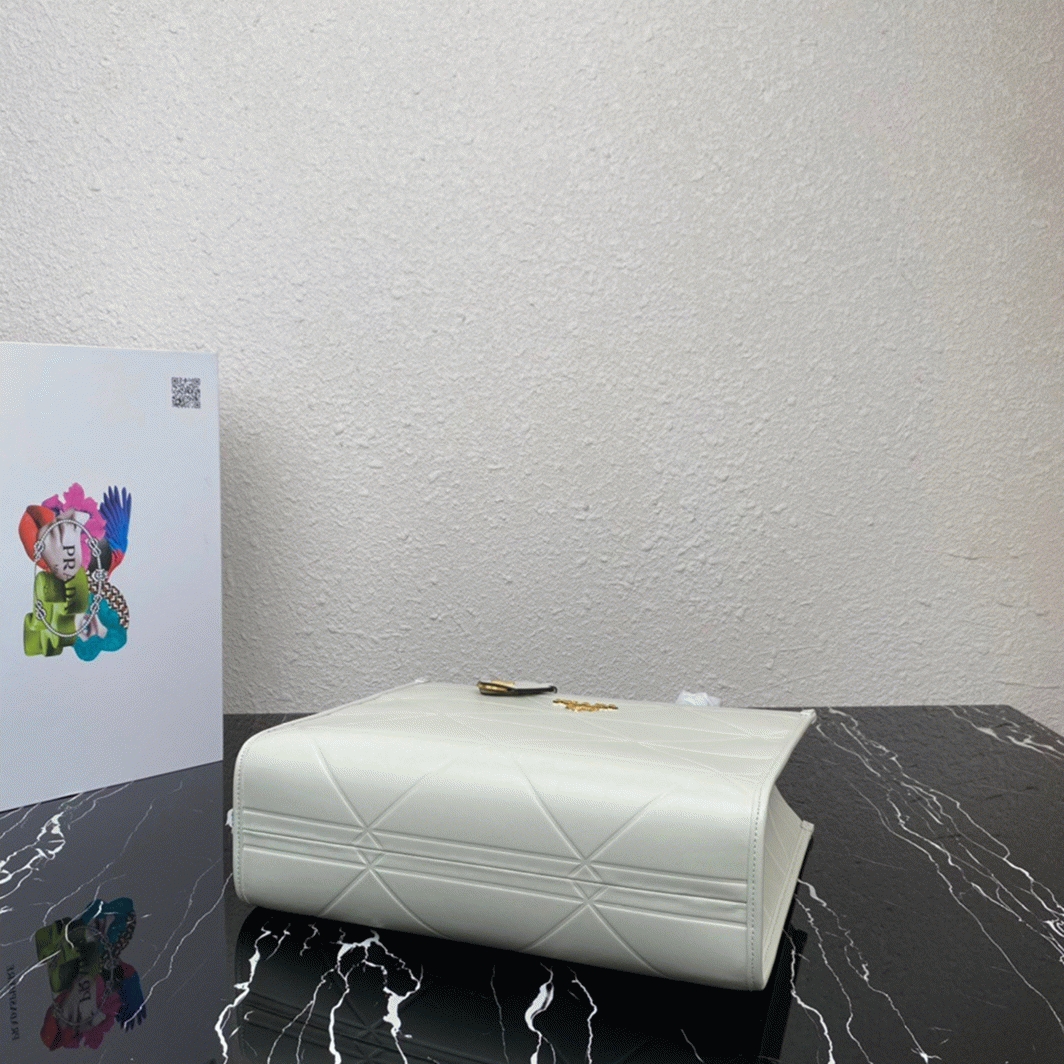Prada Symbole Small Bag Replica with Topstitching in White angle 4