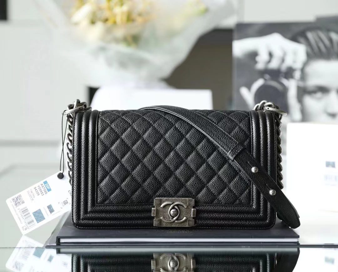Chanel Boy Sliver Hardware Caviar Cow Leather