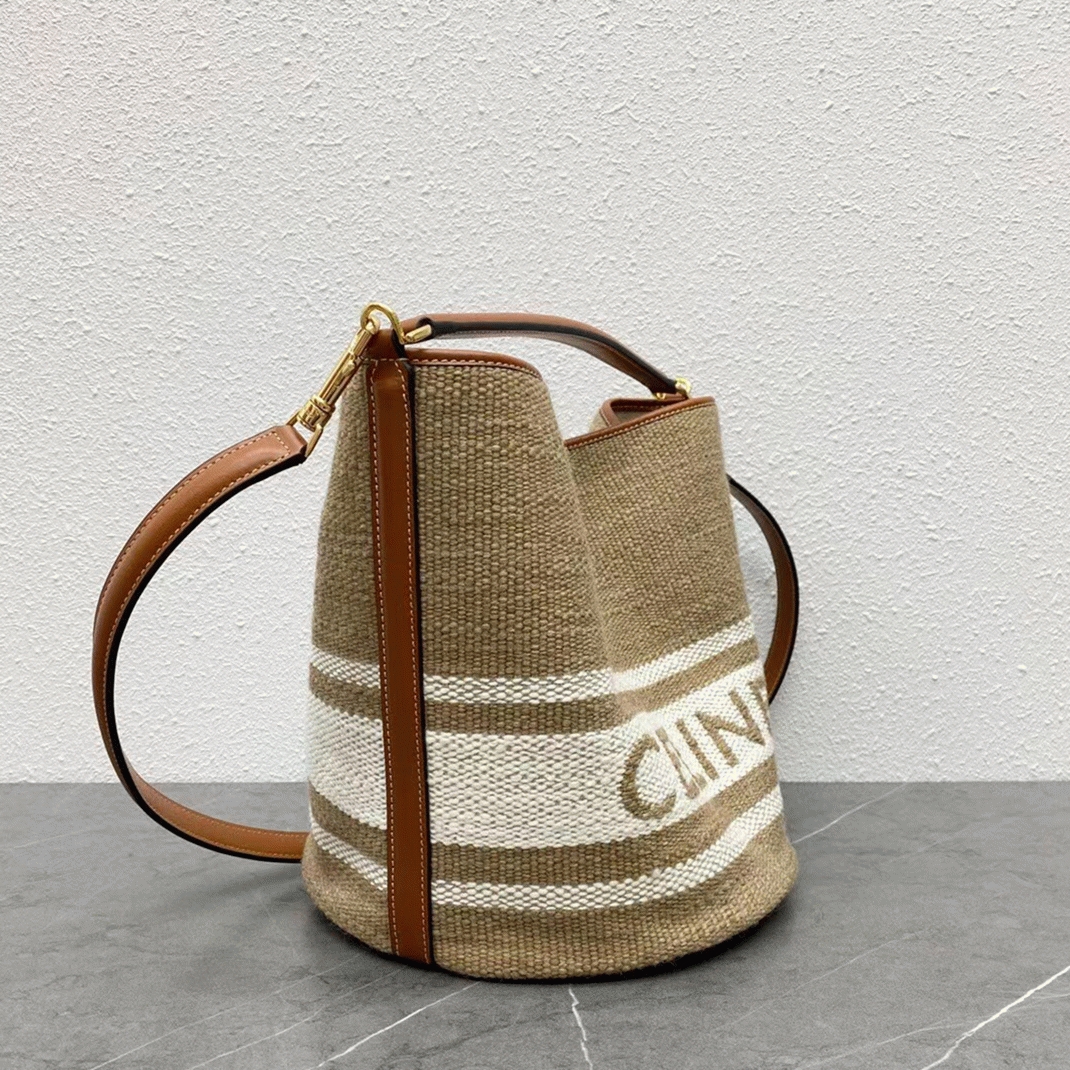 Top Quality Fake Celine Bucket 16 Bag In Textile with Celine Logo angle 5