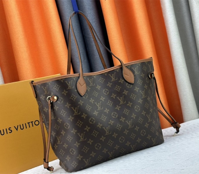 Louis Vuitton Neverfull Bandouliere Inside Out MM Tote In Monogram Canvas And Brown Leather angle 3