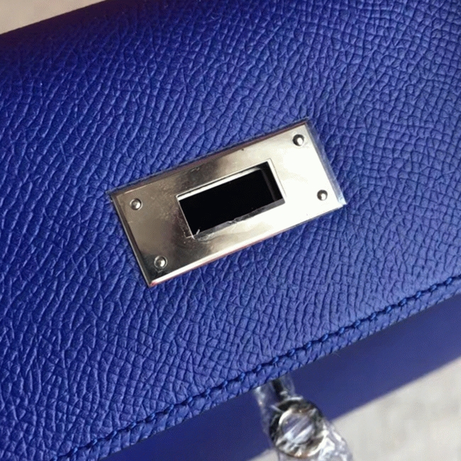 Blue Electric Epsom Fake Discount Hermes Kelly Sellier 28cm Fashion Tote angle 3