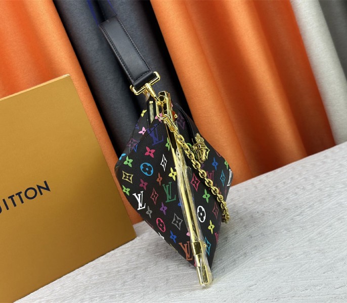 Louis Vuitton X TM Multicolored Lucky Trunk In Black angle 4