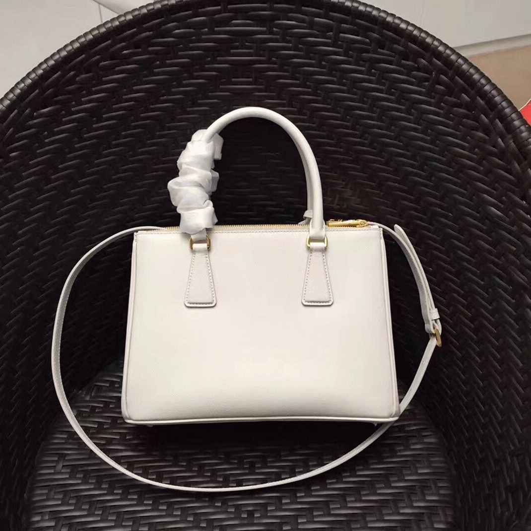 White Prada Galleria Medium Bag Replica angle 5
