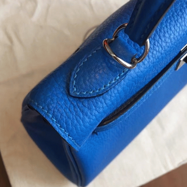 Blue Clemence Replica Hermes Kelly 25cm Chic Tote angle 5