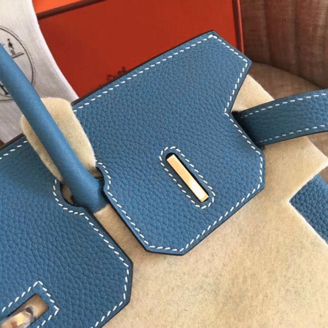 Affordable Blue Jean Hermes Birkin 30cm Replica Bag angle 4