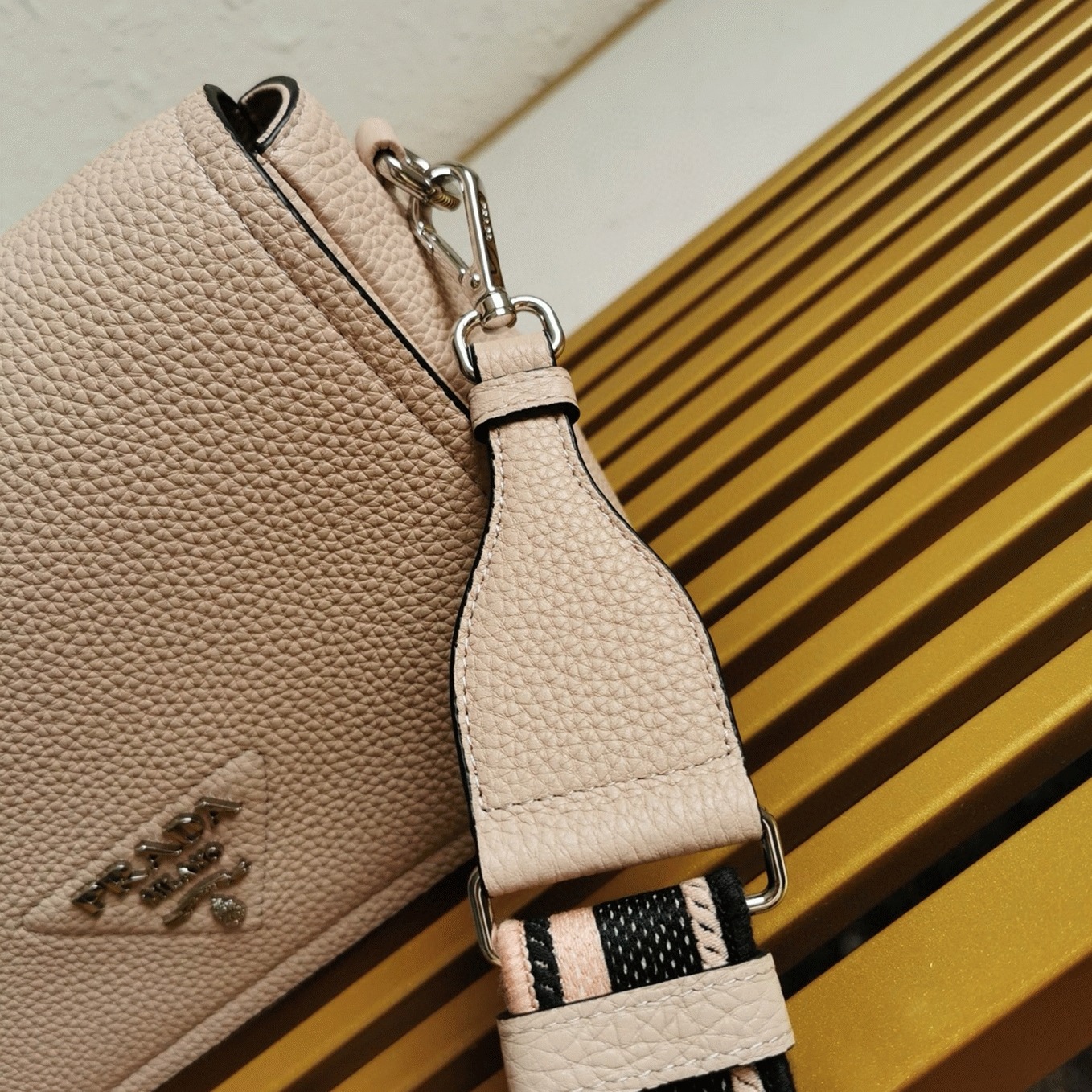 Prada Flap Shoulder Bag Replica in Light Pink angle 2