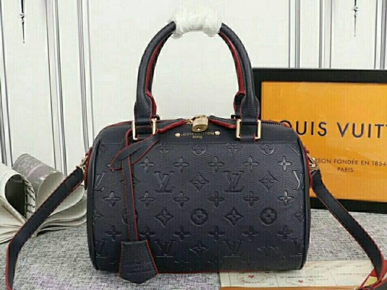 Louis Vuitton Monogram Empreinte Speedy Bandouliere 25 Handbag In Navy Blue