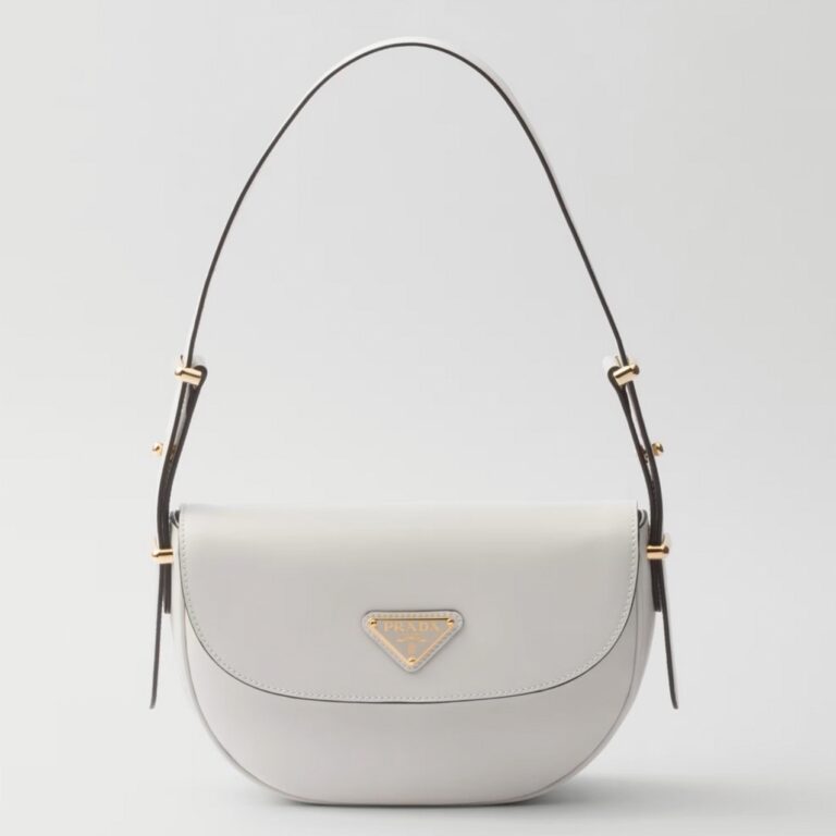 White Prada Arque Shoulder Bag with Flap Replica