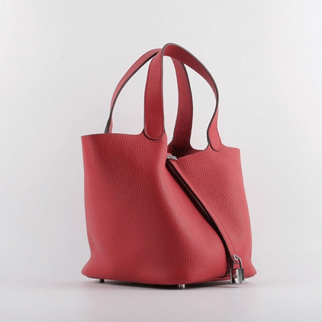 Red replica Hermes Picotin Lock handbag angle 2