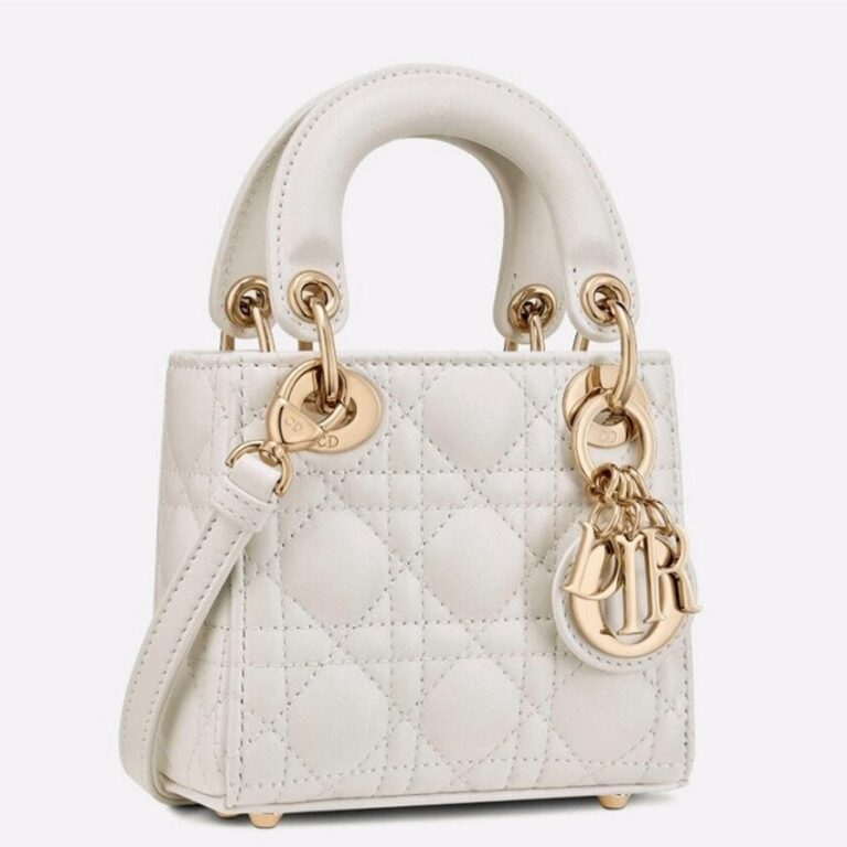 Dior Lady Dior Micro Bag Knockoff in White Cannage Lambskin