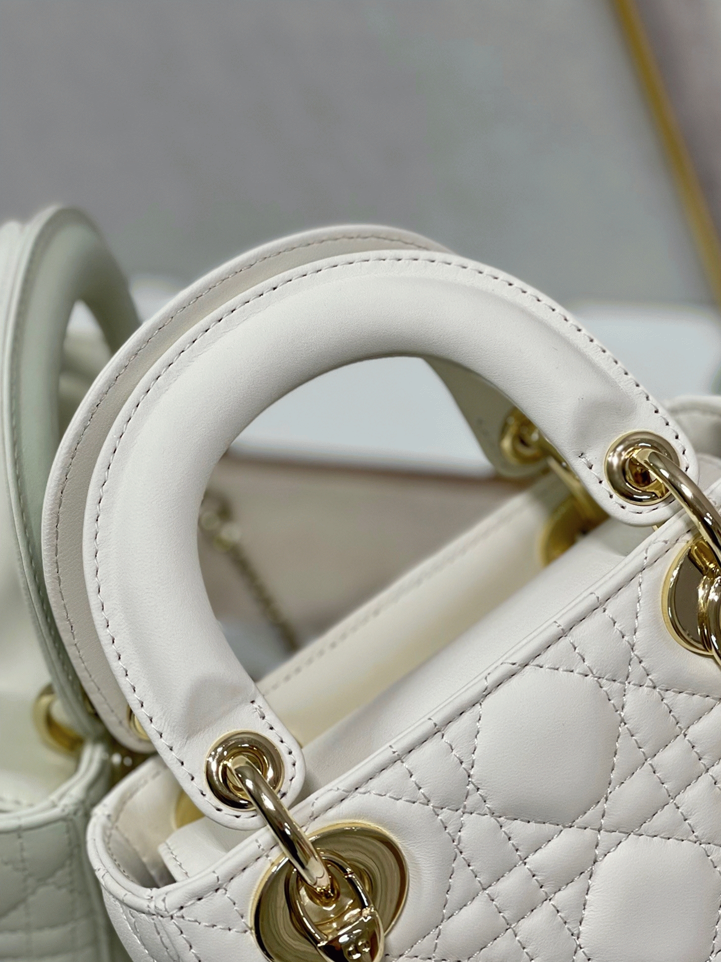 Dior Lady Dior Mini Bag Fake in White angle 3