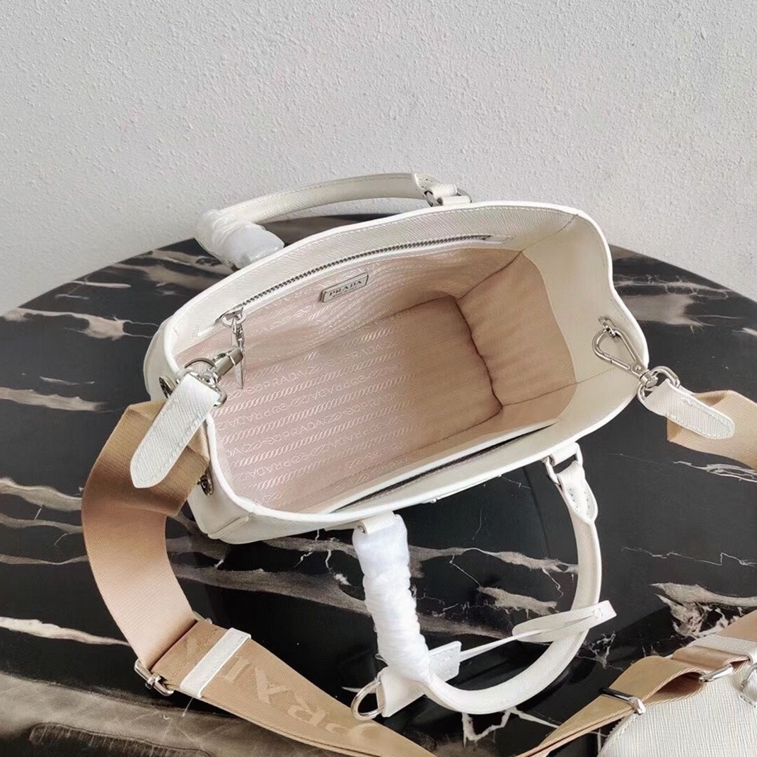 White Prada Galleria Mini Bag Fake angle 2