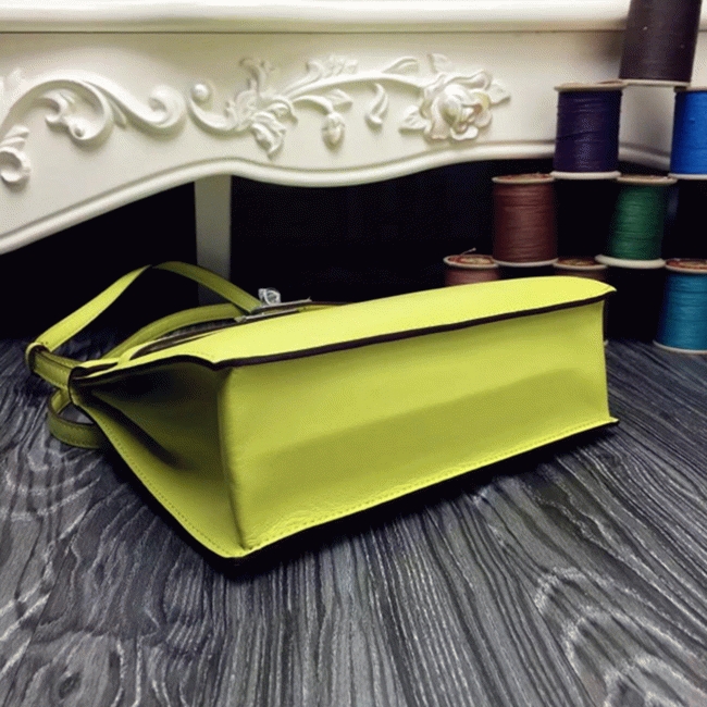 Yellow Swift Leather Copy Hermes Kelly Danse Bright Handbag angle 3