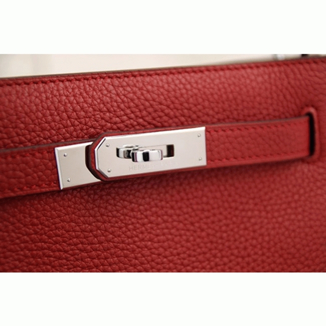 Red Leather Fake Hermes So Kelly 22cm Bold Color Purse angle 4