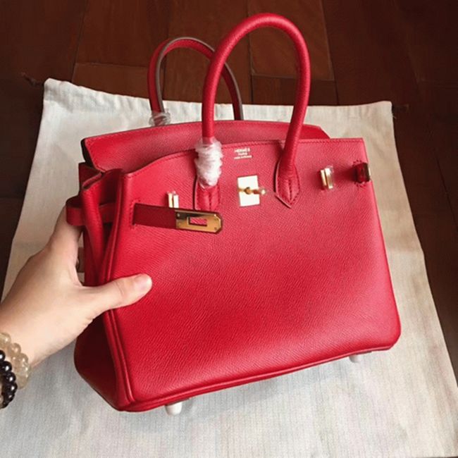 Hermes Birkin 25cm Designer-Inspired Bag in Red angle 4