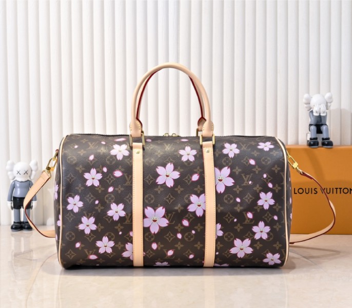 LV X TM Monogram Canvas Keepall 45 With Cherry Blossom angle 5