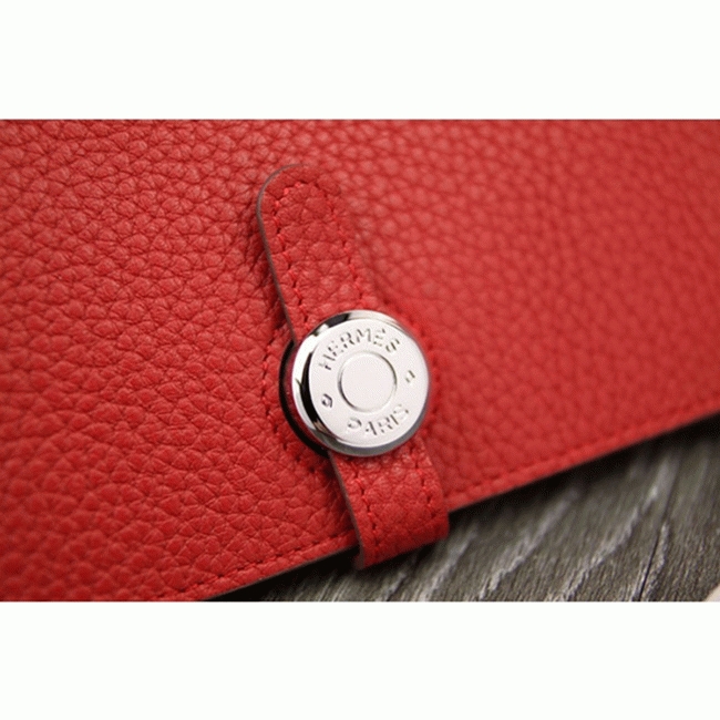 Red AAA replica Hermes Dogon combine wallet angle 5