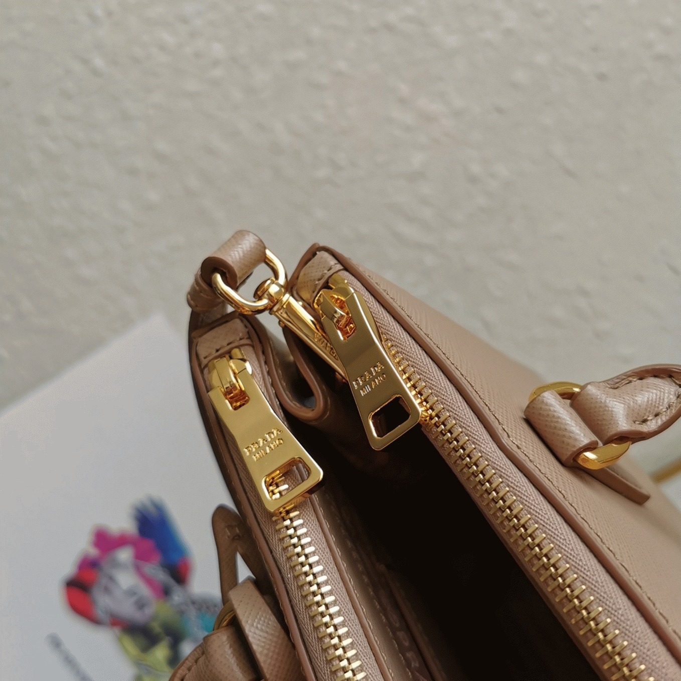 Beige Prada Galleria Medium Bag Replica angle 4