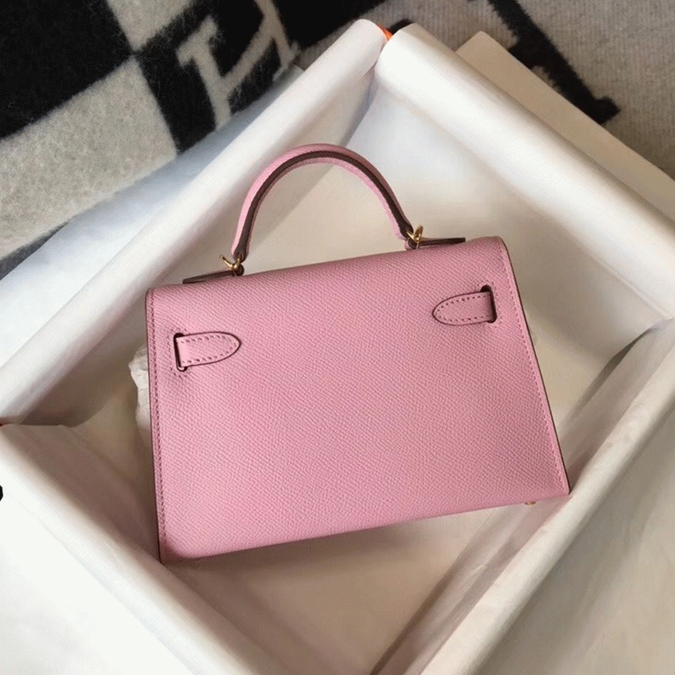 Hermes Kelly Mini II Bag Fake in Mauve Sylvestre angle 2