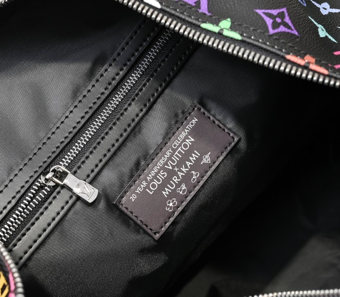 LV X TM Multicolored Keepall Bandouliere 50 In Black angle 3