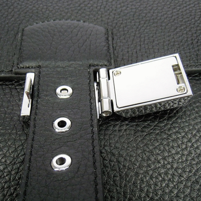 Black Calf Leather Replica Hermes Sac A Depeches 38cm Briefcase angle 4
