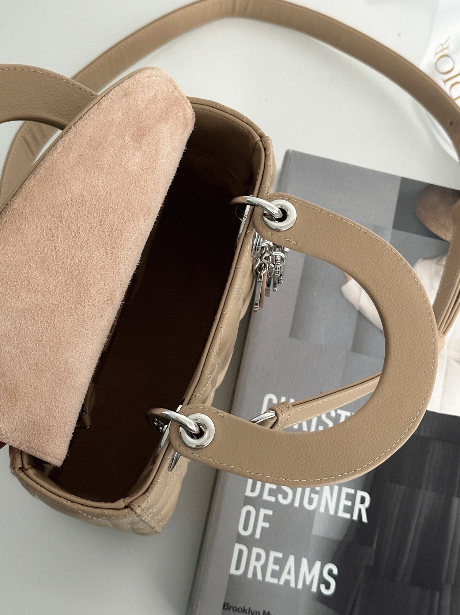 Dior Small Lady Dior My ABCDior Bag Replica in Beige Cannage angle 4