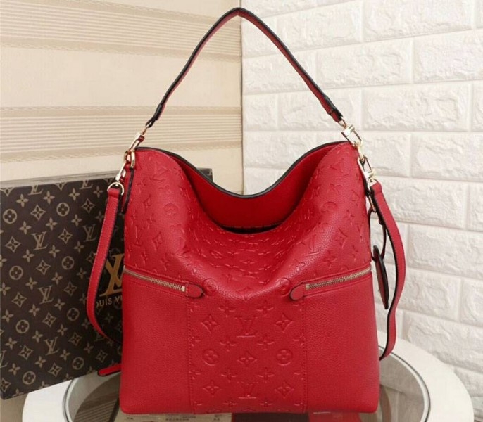 Louis Vuitton Monogram Empreinte Melie Hobo In Red angle 3
