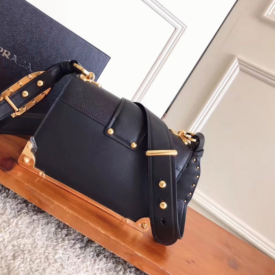 Black Prada Cahier Shoulder Bag Replica angle 3