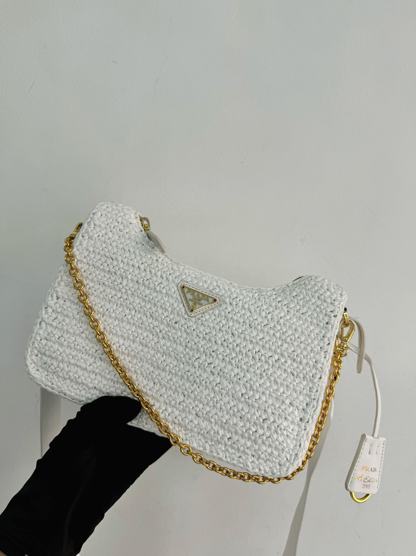 Prada Re-Edition Crochet Bag Fake in White angle 5