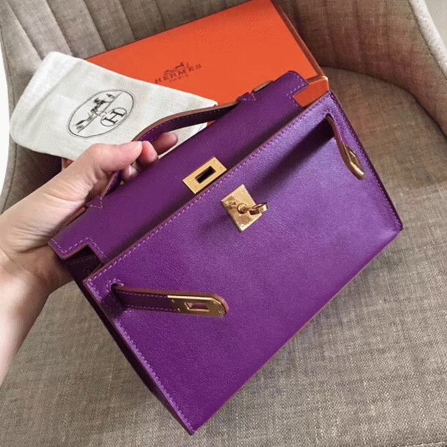 Cyclamen Swift Fake Hermes Kelly Pochette Feminine Clutch angle 2