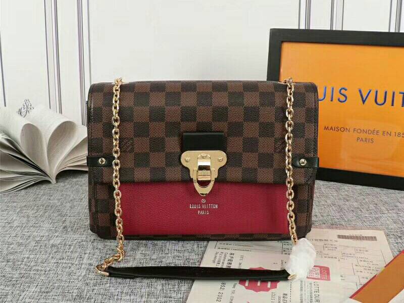 Louis Vuitton Damier Ebene Canvas Vavin PM Bag In Bordeaux Red