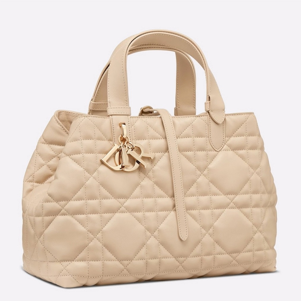Dior Toujours Medium Bag Knockoff in Beige Macrocannage Calfskin