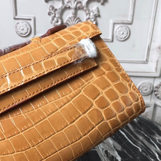 Camarel Crocodile Fake Hermes Kelly Cut Clutch Rich Color Handbag angle 2