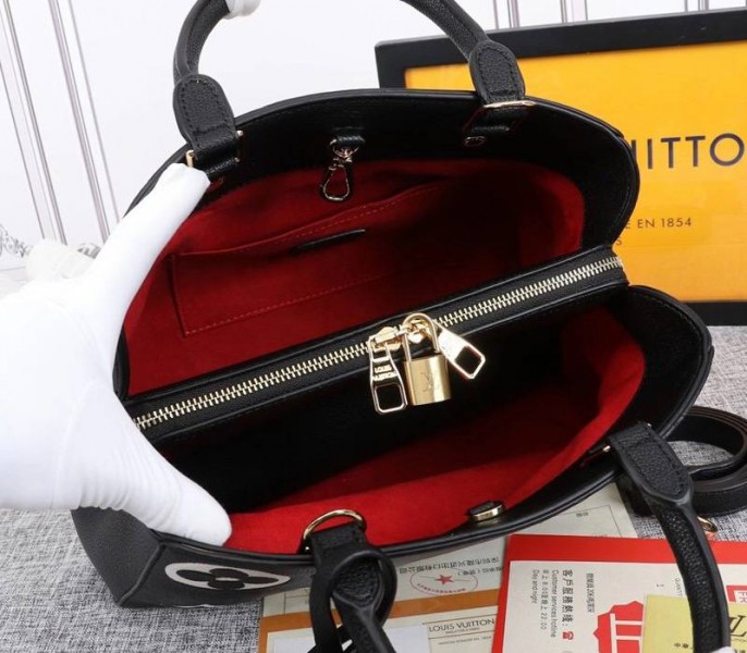 Louis Vuitton Monogram Empreinte Montaigne MM In Black angle 3