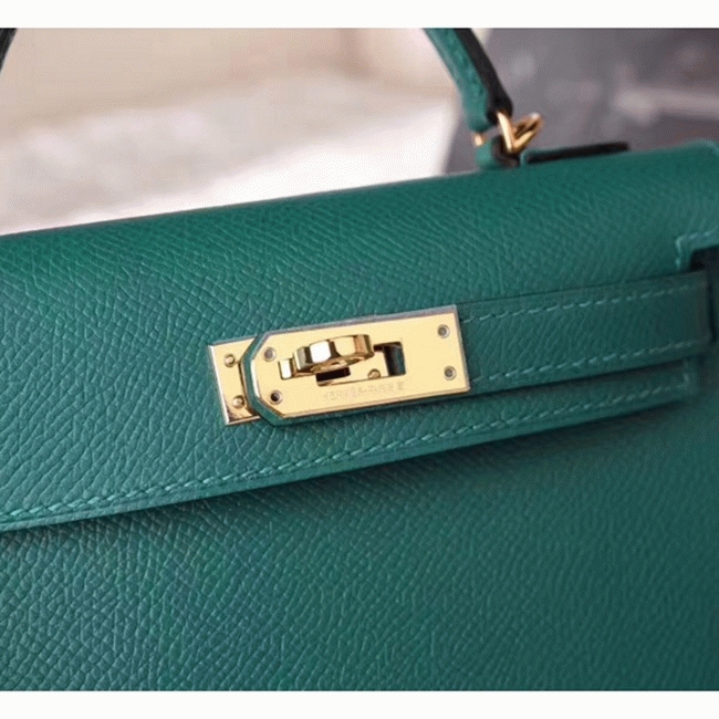 Malachite Epsom ReplicaLuxury Hermes Kelly 20cm Handbag angle 3