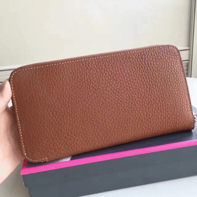 Brown Luxury Replica Hermes Wallet Azap Zipped angle 5