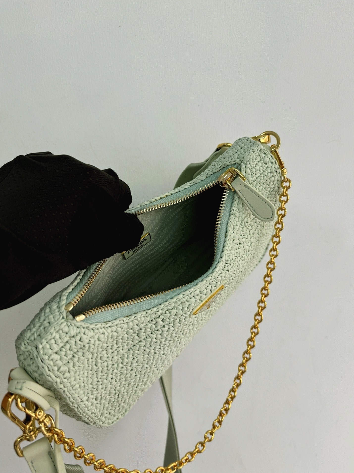 Prada Re-Edition Crochet Bag Replica in Aqua angle 2