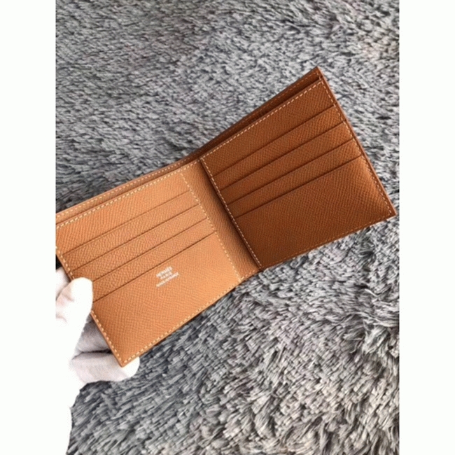 Brown top replica Hermes Copernic compact wallet angle 2